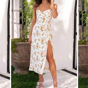 Petal & Pup White Floral Midi Dress